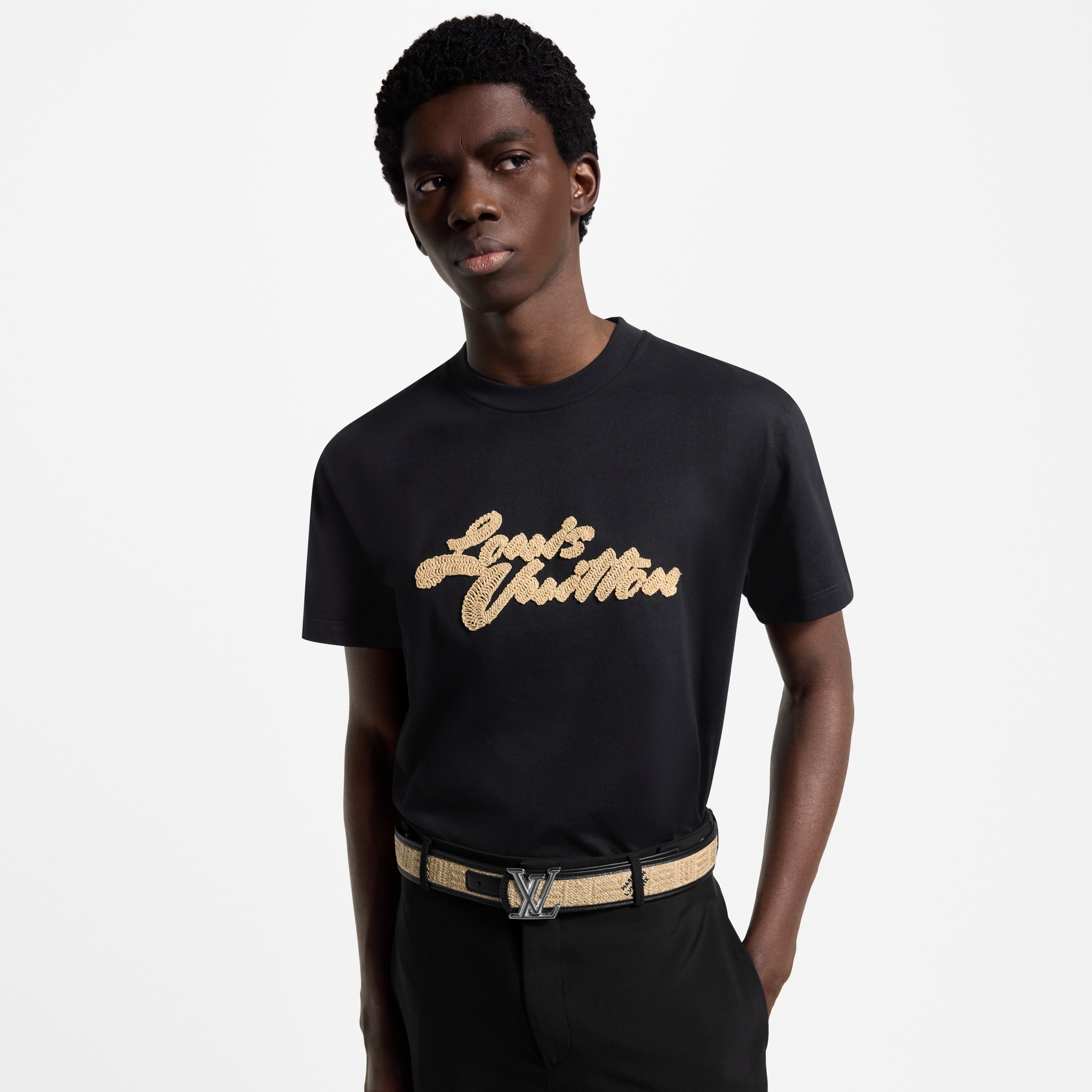 ルイヴィトン LOUIS VUITTON FTTB09OB0 Tシャツ LOUIS VUITTON ルイヴィトン 19SS 刺繍ビーズ ドロシーバック プリント